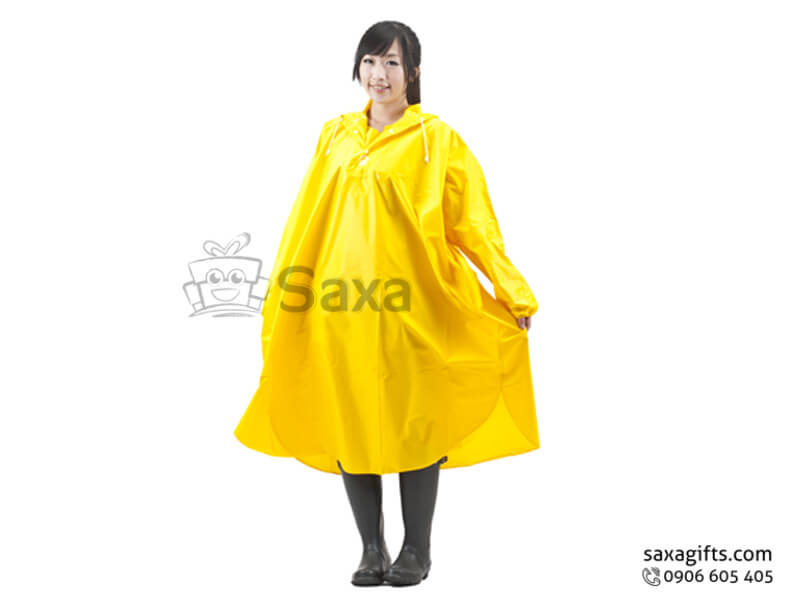 Rain jacket with logo printed in oval yellow form