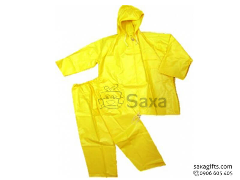 Rain gear made from yellow 0.17 Rang Dong plastic fabric