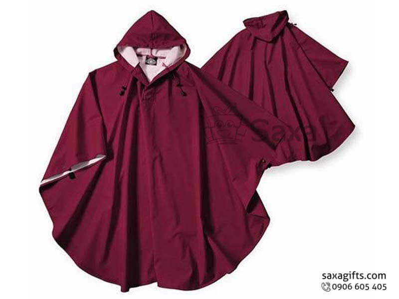 Rain poncho with logo printed made from 2 layer polyester