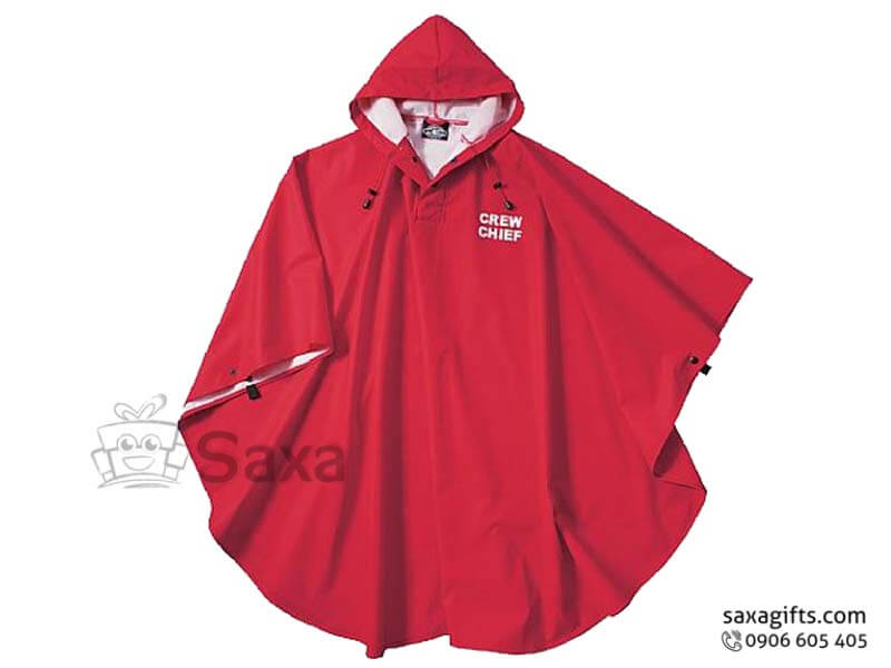 Rain poncho with logo printed made from 2 layer polyester