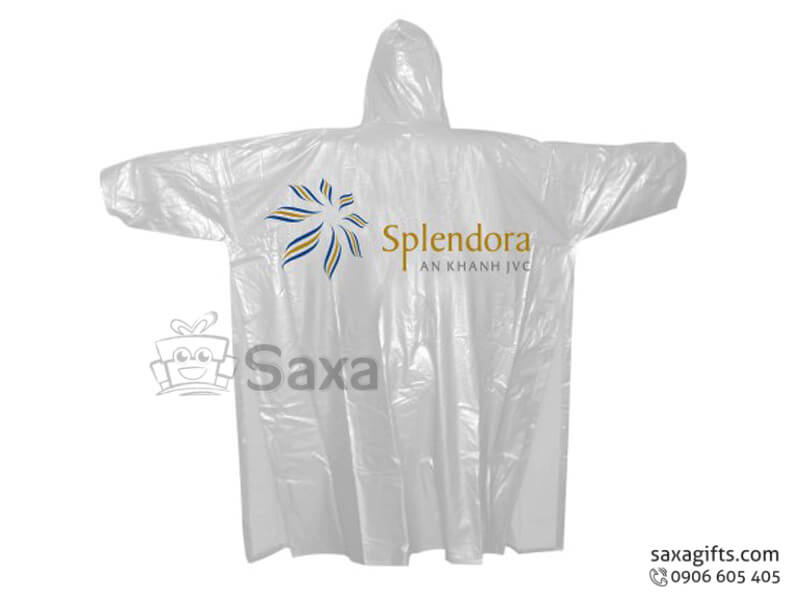 Rain poncho made from light thin grey plastic fabric