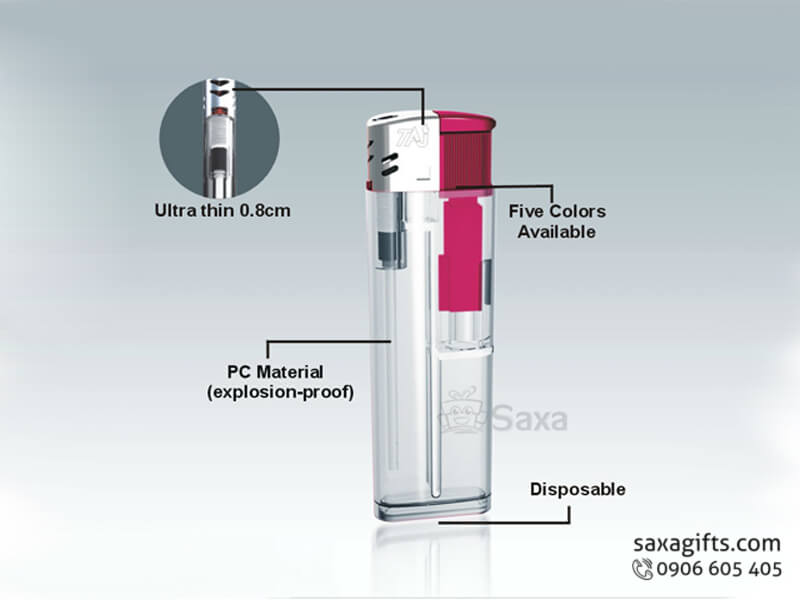 Promotion lighter with logo printed and pink plastic mixed