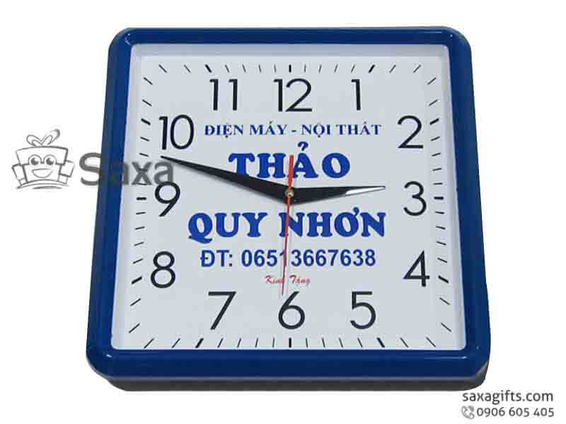 Clock with logo printed in wood pattern border round shape