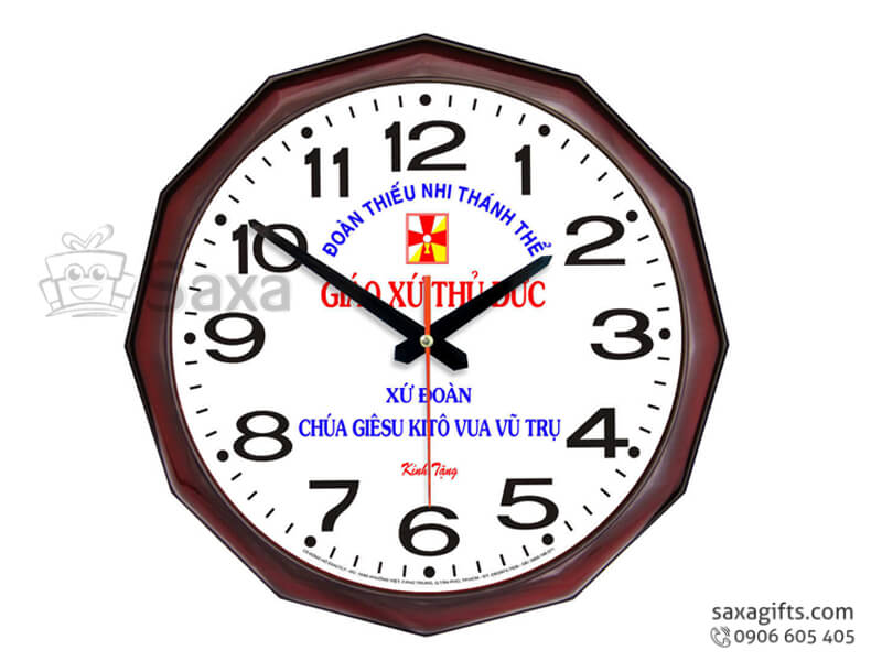 Clock with NGOC LONG logo printed, 12 sides and bar number mixed