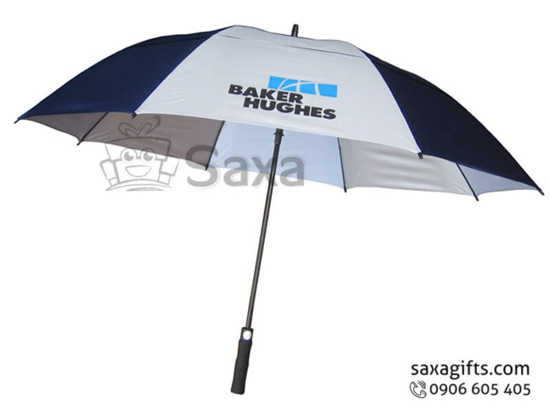 Straight umbrella with logo printed and sponge cobbled handle