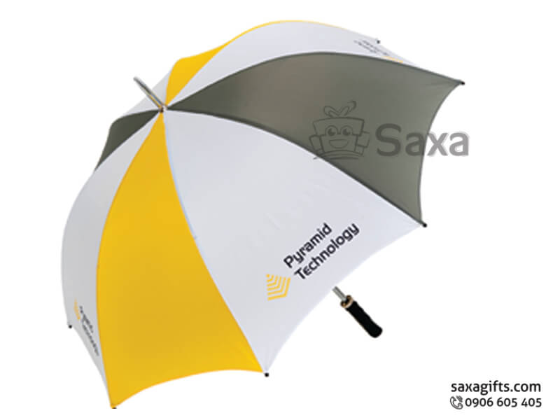 Straight umbrella with logo printed in three colour mixed 2 ya cover