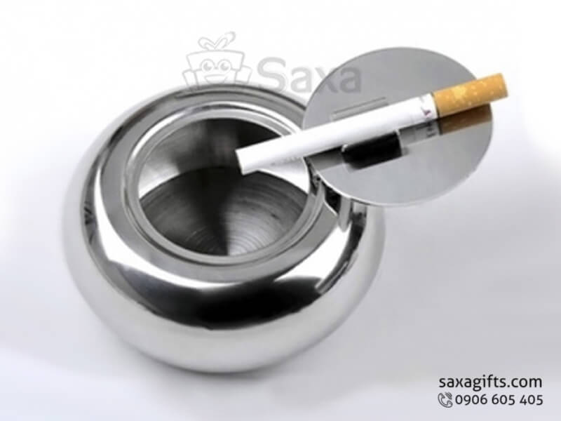 Ashtray with logo printed, cover and made from inox