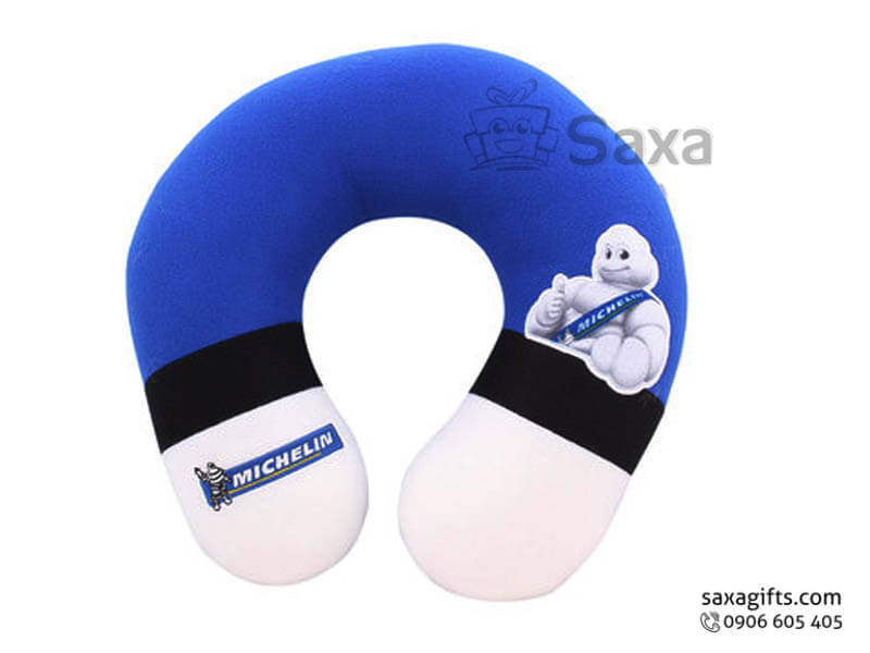 Neck pillow with MICHELIN logo printed in various colours
