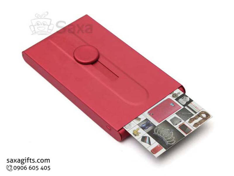 Metal namecard holder with logo printed and convenient sliding roller