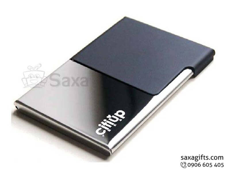 Metal namecard holder with logo printed and flip cap