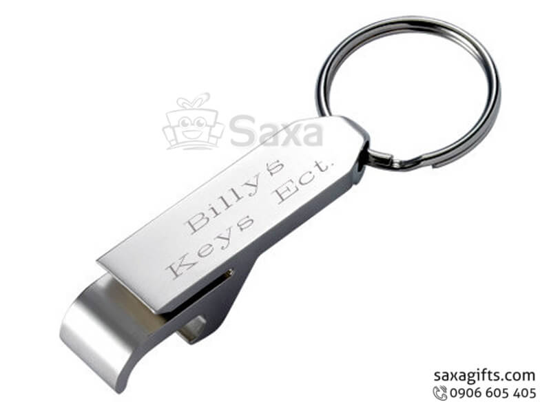 Beer Opener in metal finger shape and keychain integrated