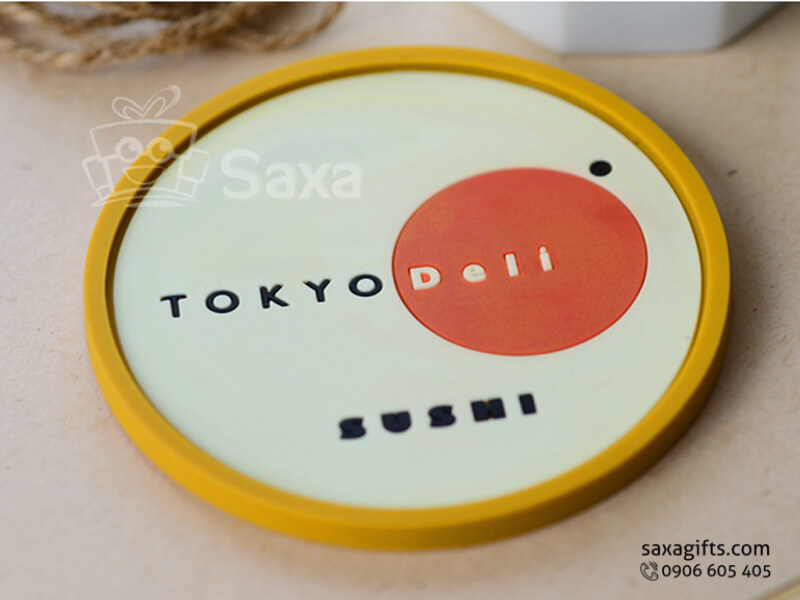 Cup pad with TOKYO DELI logo printed made from moulded rubber