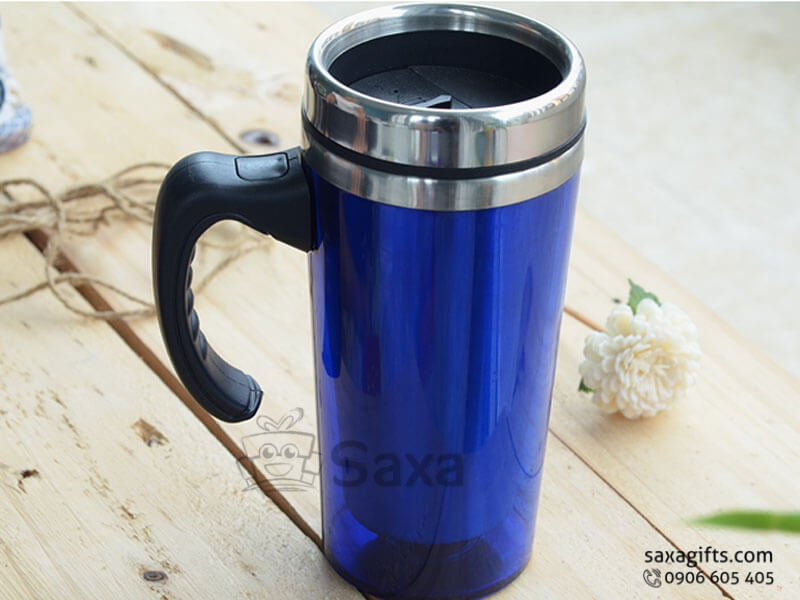 Warm keeping cup made from inox + cap with slidng straw hole