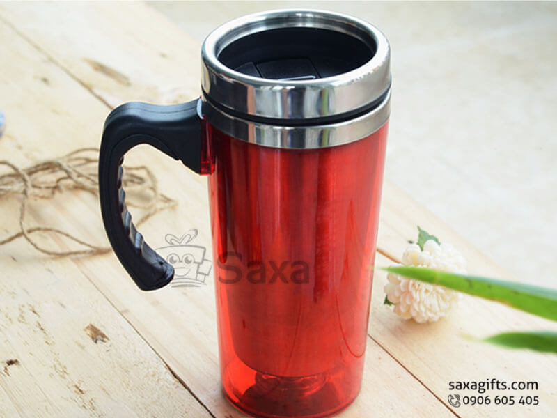 Warm keeping cup made from inox + cap with slidng straw hole