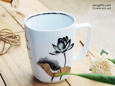 Premium ceramic cup from Minh Long, the logo is drawn by hand