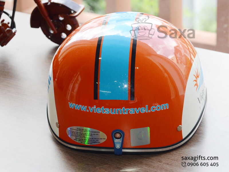 Promotion helmet with VIETSUN logo printed and moulded borde