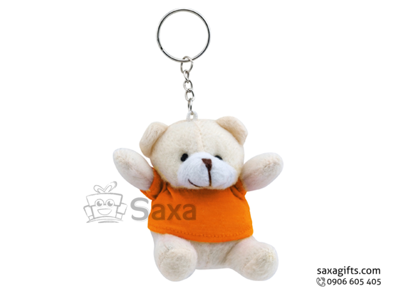 Teddy bear with logo printed and keychain integrated