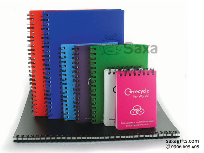 Spiral notebook with logo printed as ordered, A5 frame and hard cover