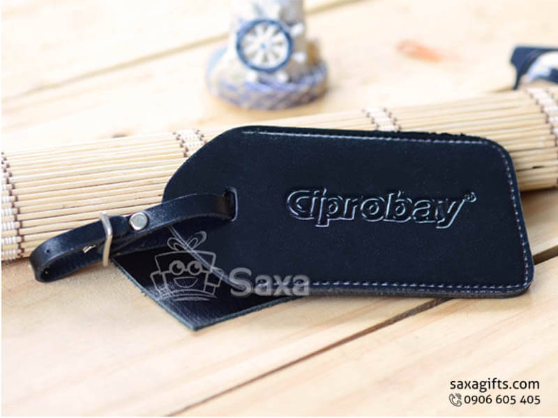 Luggage tag with logo printed made from PU and a pinned lock