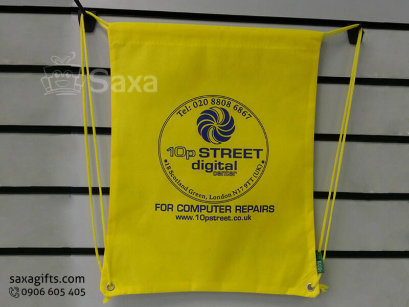 Polyester bag with logo printed drawstrings at cheap price