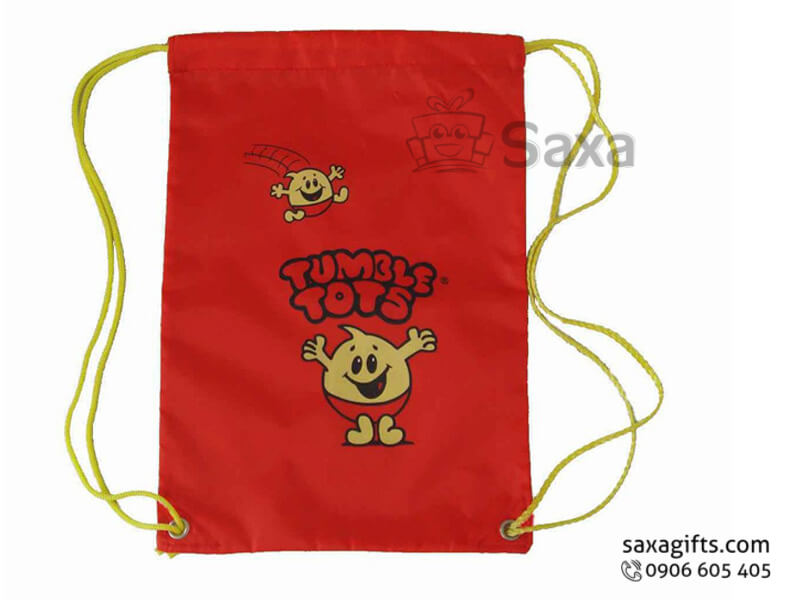 Polyester bag with logo printed drawstrings at cheap price