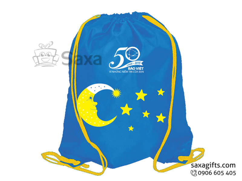 Polyester bag with logo printed drawstrings at cheap price