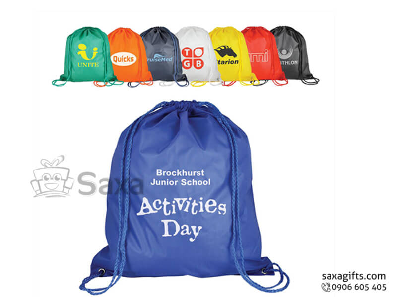 Polyester bag with logo printed in backpack form