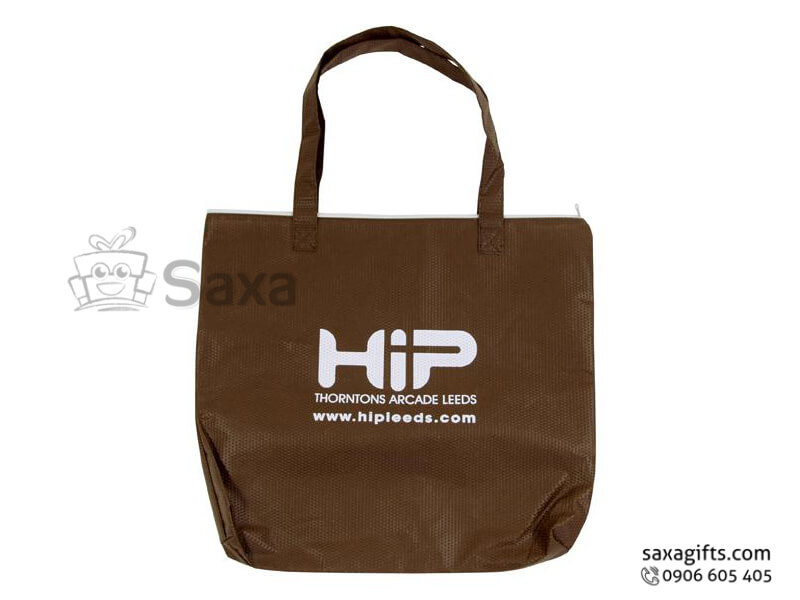 Polyester bag with logo printed in black