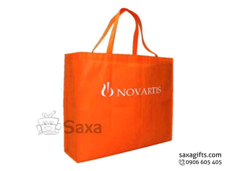 Ecobag with logo printed in box shape with short fashionable straps