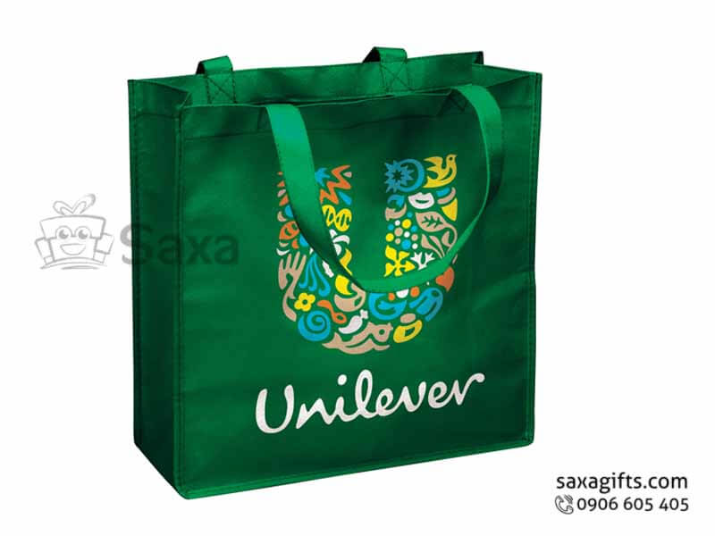 Ecobag with logo printed in box shape with short fashionable straps