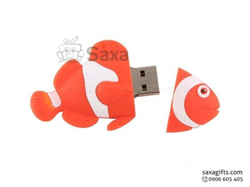 USB cao su đổ khuôn 2D nắp rời hình con cá