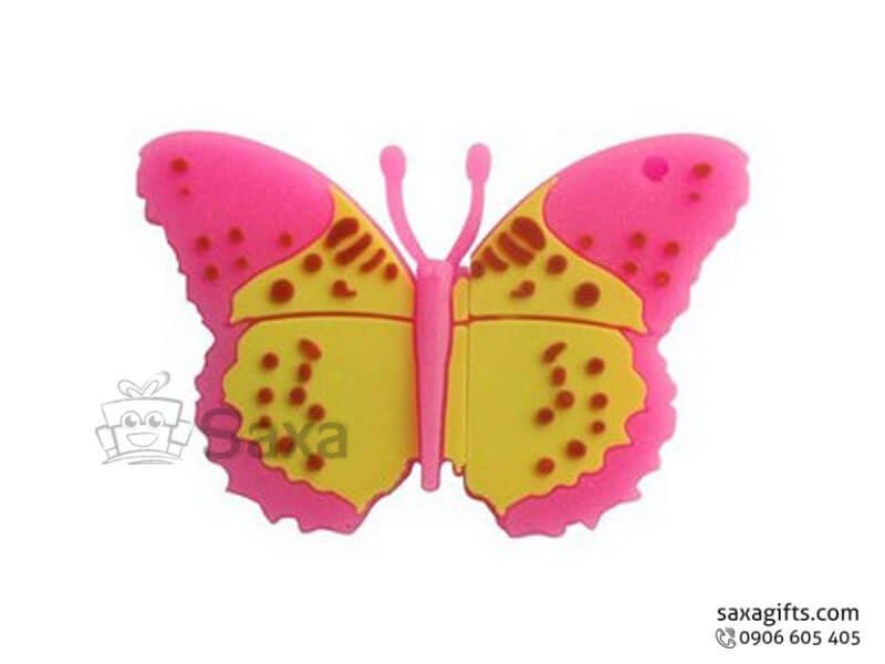 Rubber USB with removable cap in 2D butterfly shape