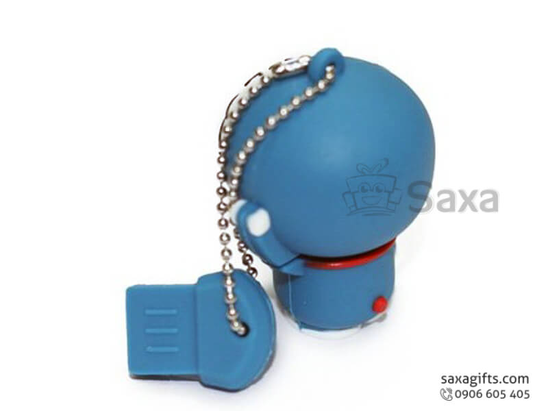 Rubber USB with removable cap in 3D Doraemon shape