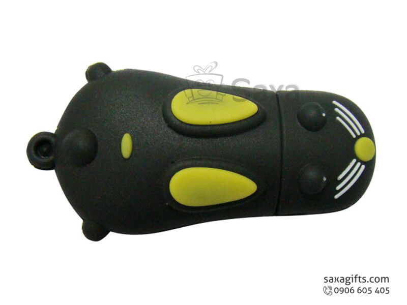 Rubber USB with removable cap in 3D hamster shape