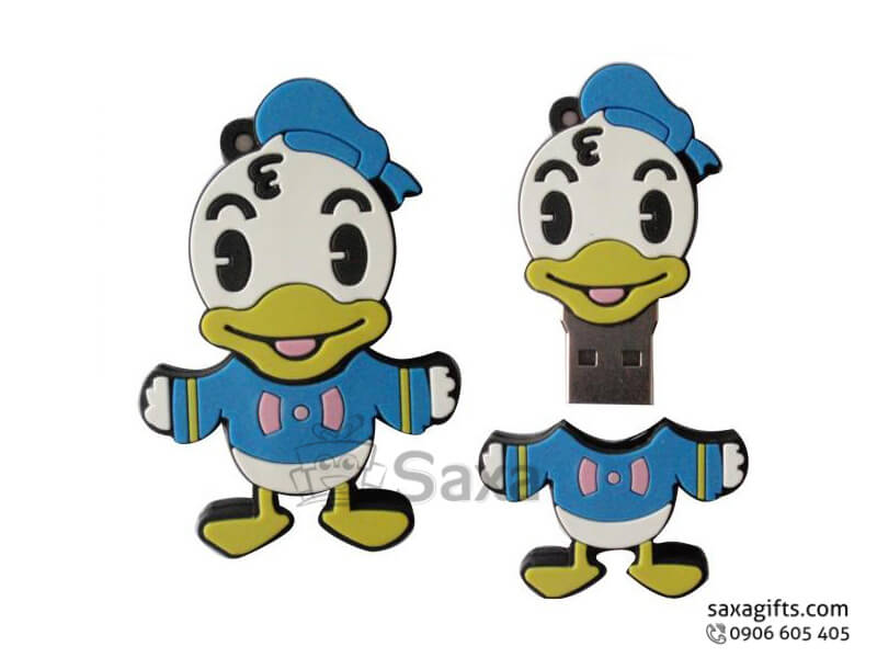 USB cao su 2D nắp rời hình Vịt Donald