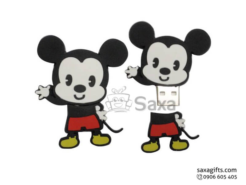 USB cao su 2D nắp rời hình chuột Mickey