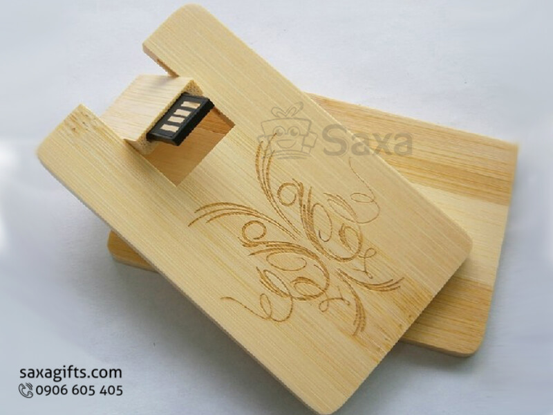 Wooden USB 360 degree rotaion in ATM card shape