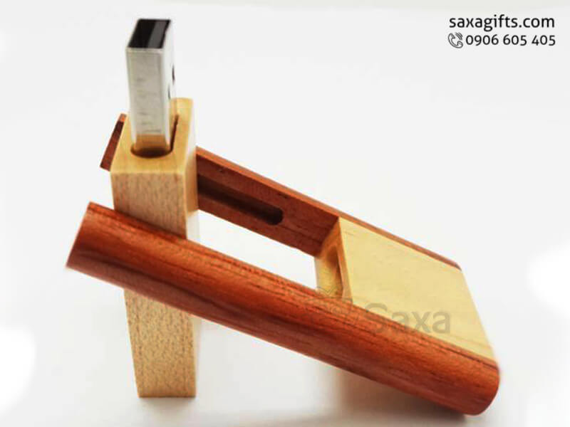 Wooden USB 360 degree rotation in sliding style