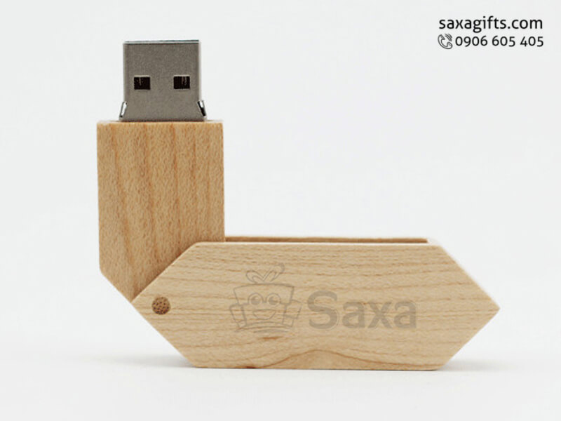 USB gỗ xoay 360 độ hình lục giác