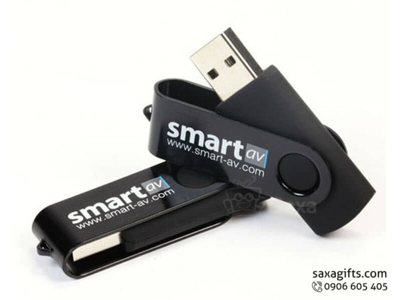 Metal USB with logo printed, 360 degree rotation mixed with plastic