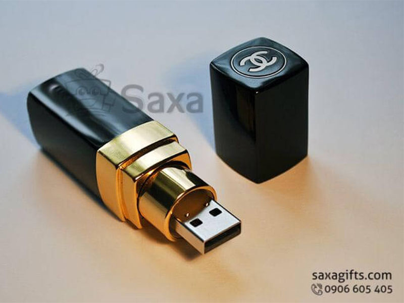 Usb kim loại in logo nắp rời mô hình thỏi son Channel