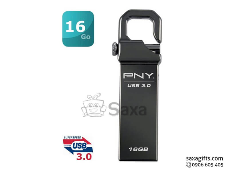 USB kim loại móc khóa đúc thương hiệu PNY