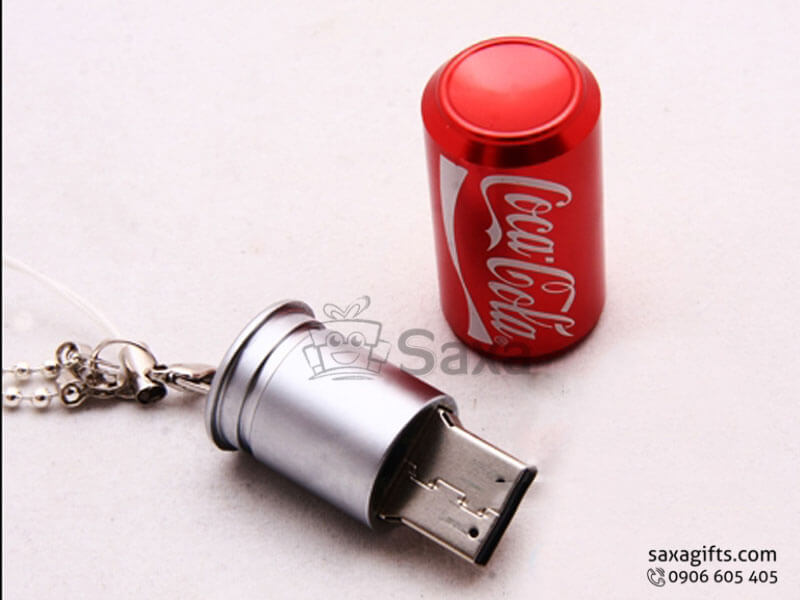 USB kim loại nắp rời mô hình lon Cocacola