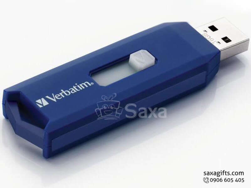 Plastic USB in sliding bar and keychain ring at the bottom