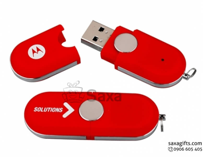 Usb nhựa nắp rời màu đỏ có gắn móc khóa tiện lợi