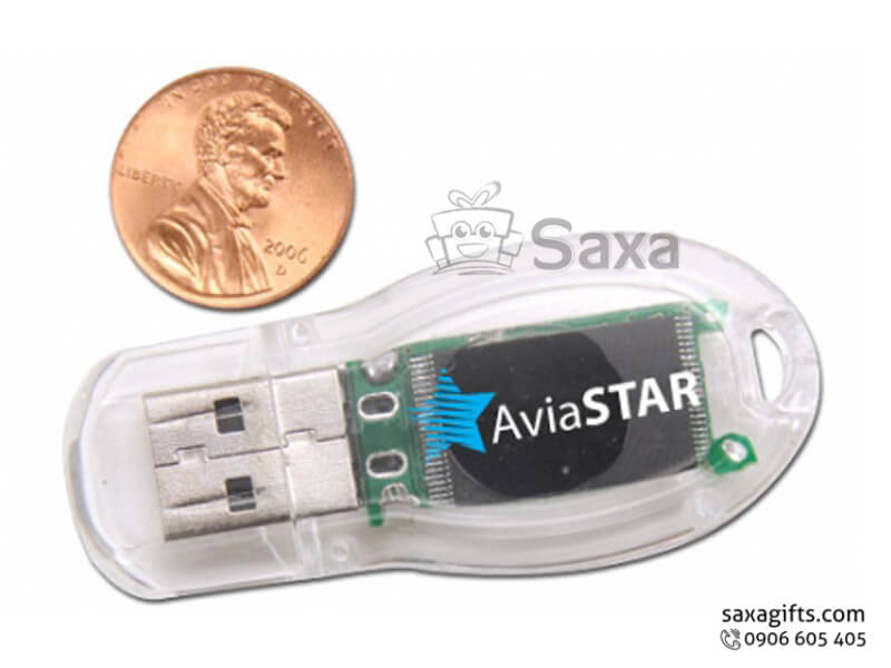 Plastic USB with removable cap in transparent plastic form