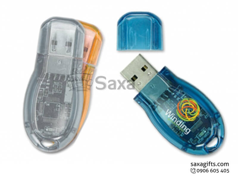 Plastic USB with removable cap in transparent plastic form