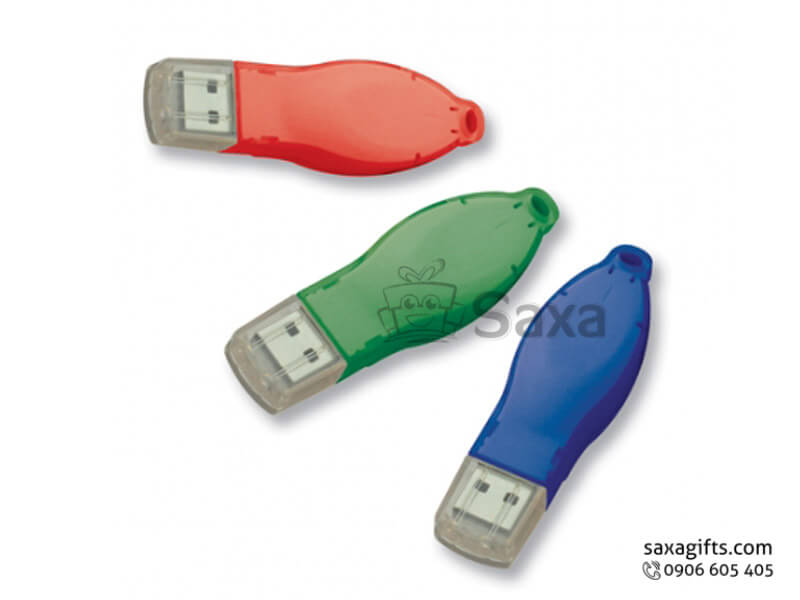 Plastic USB with logo printed, removable cap with lamp