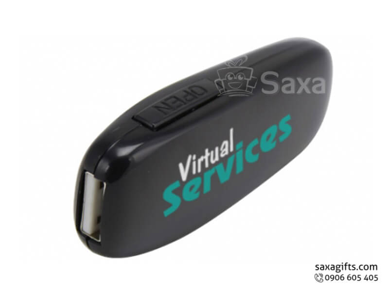 Plastic USB with logo printed and sliding button