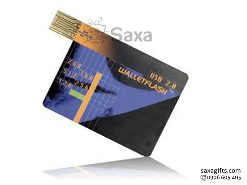 Plastic USB with logo printed, sliding chip in an ATM card shape